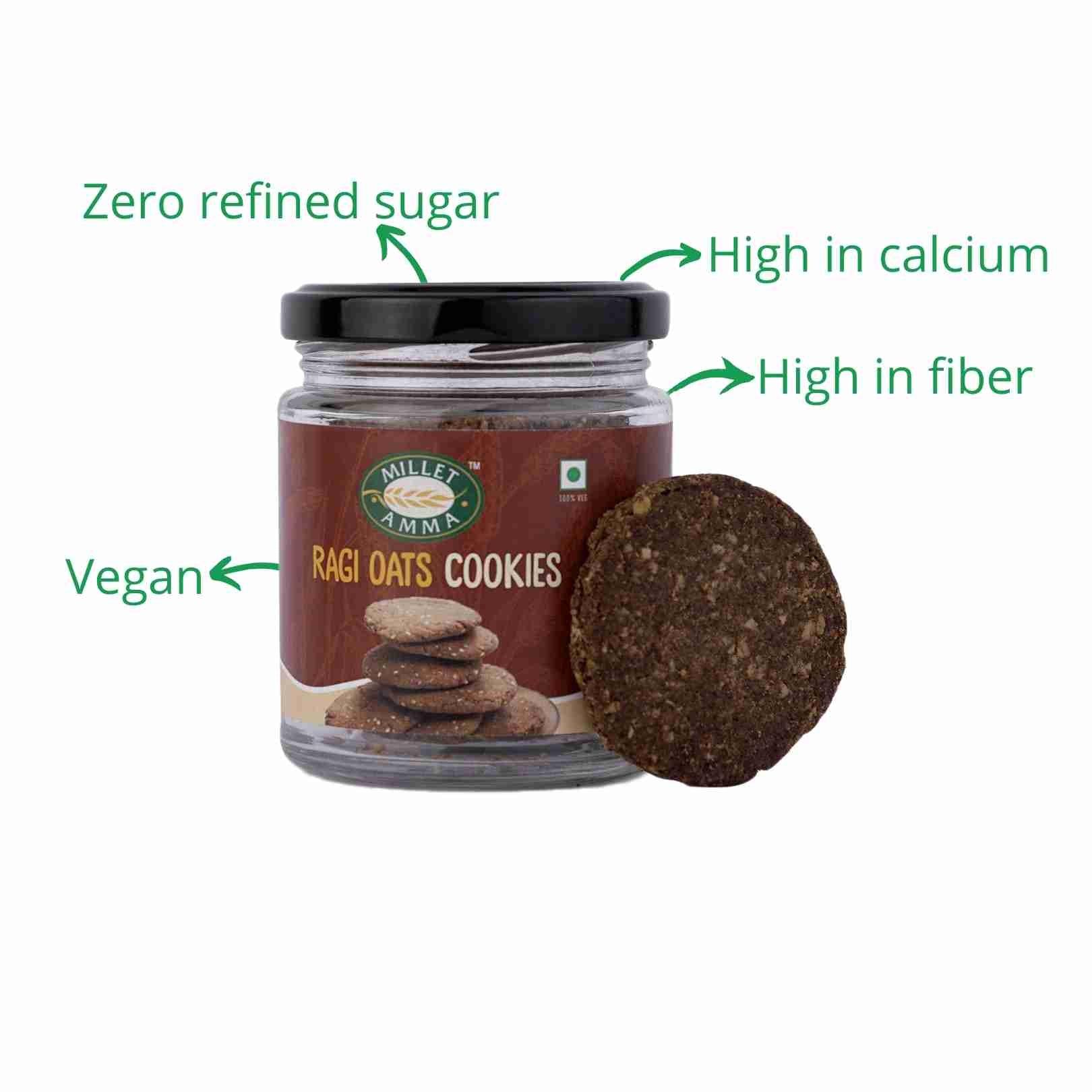 Millet Amma Best Seller Combo - Millet Laddoo Bajra Ladoo Jar 300 GMS + Ragi And Oats Cookies + Kodo Khatta Meeta Chivda 200 gm