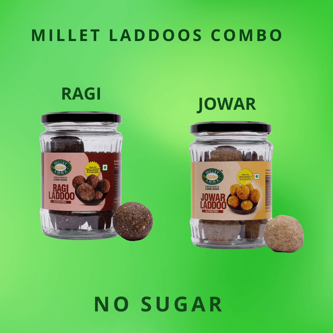 Johar Ragi Jowar & Ragi Laddoo Combo | Pack of 2 Varieties – Millet Amma