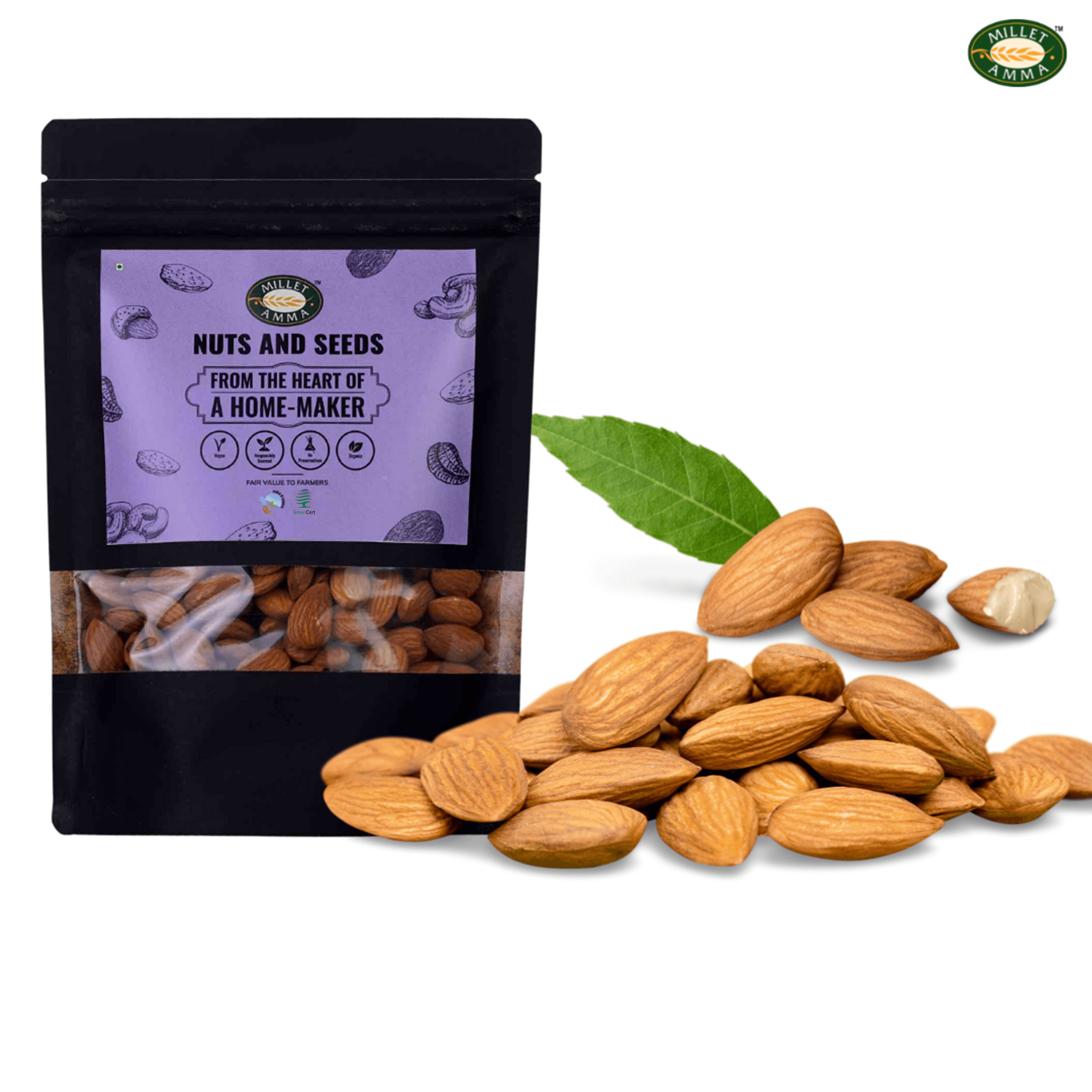 Almonds(Badam) Organic 250gm - Millet Amma