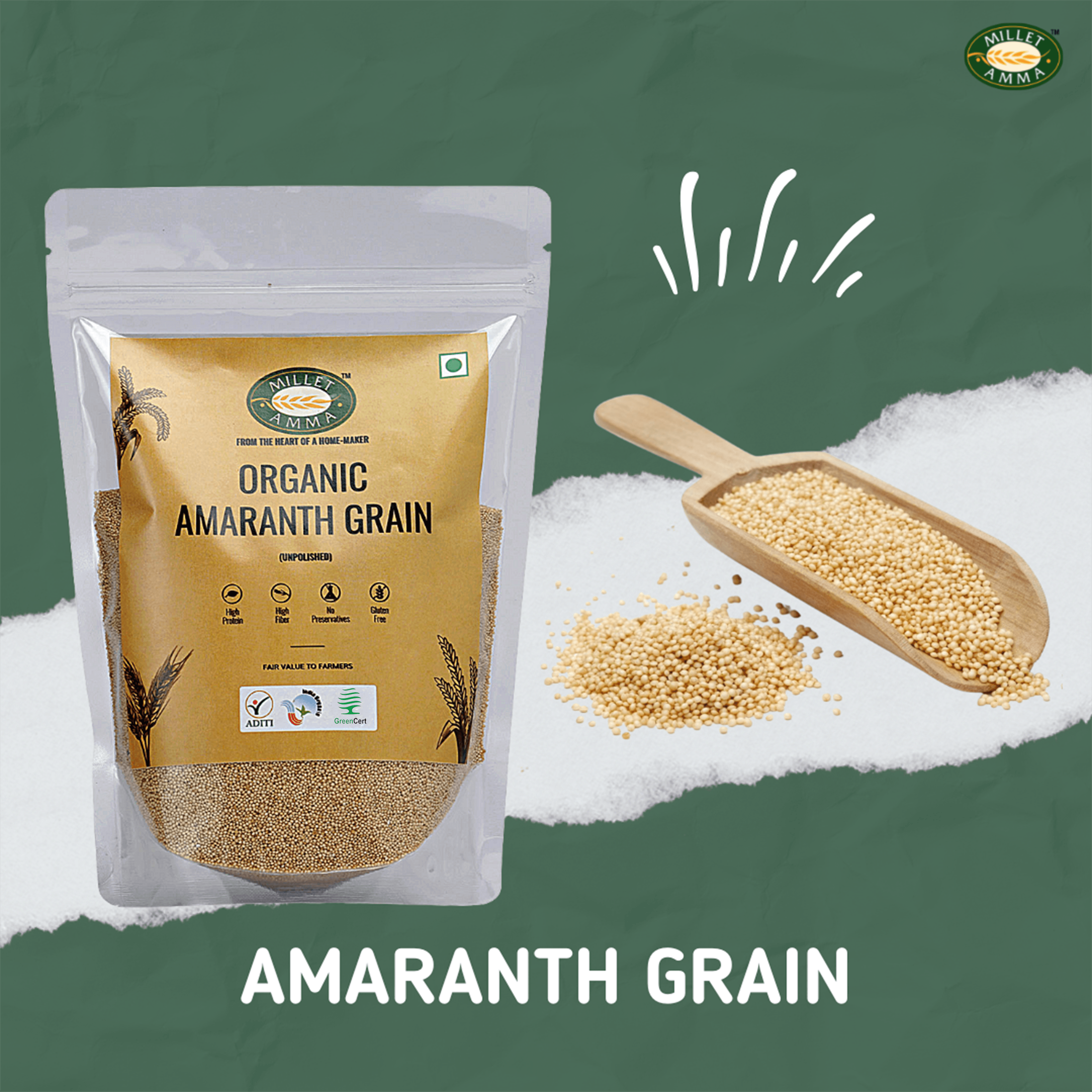 Amaranth Millet Grain Organic - 500 g - Millet Amma