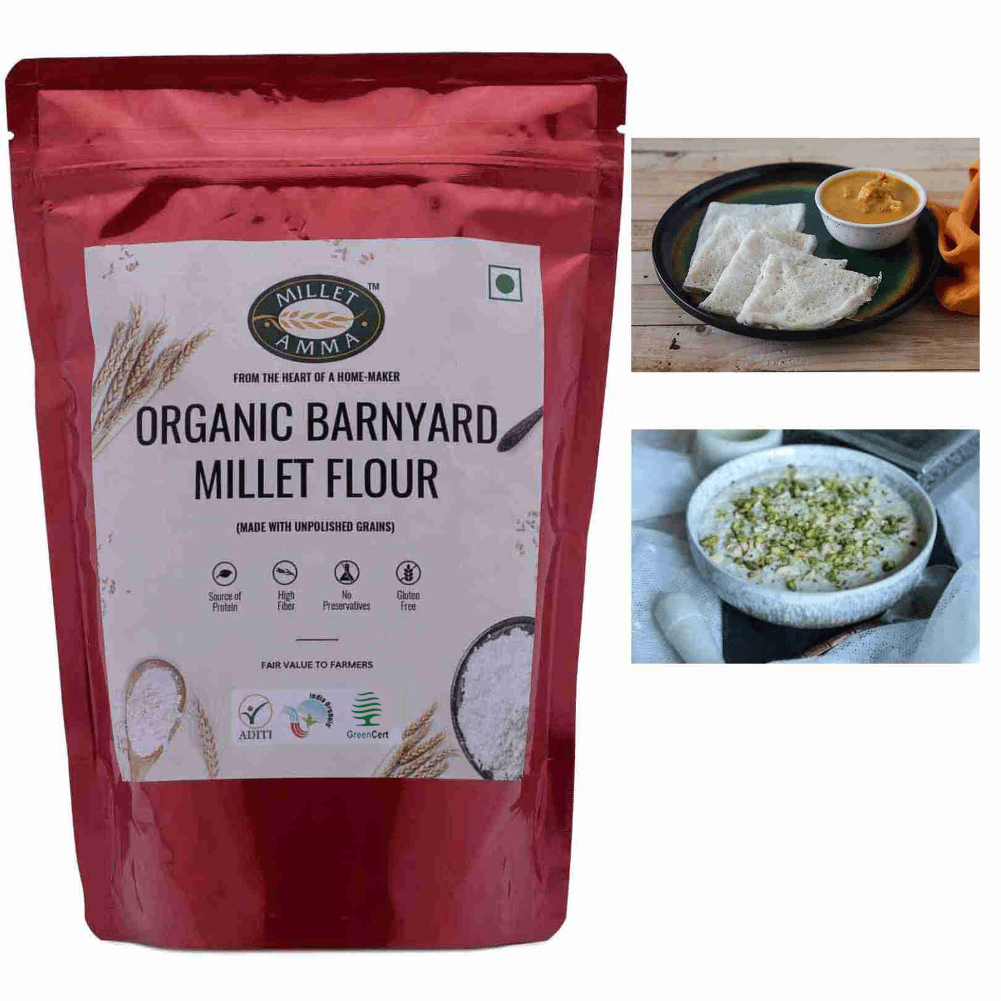 Gluten Free Premium Mix Flour 1kg + Barnyard Millet Flour 500gm + Foxtail Millet Flour 500gm - Millet Amma