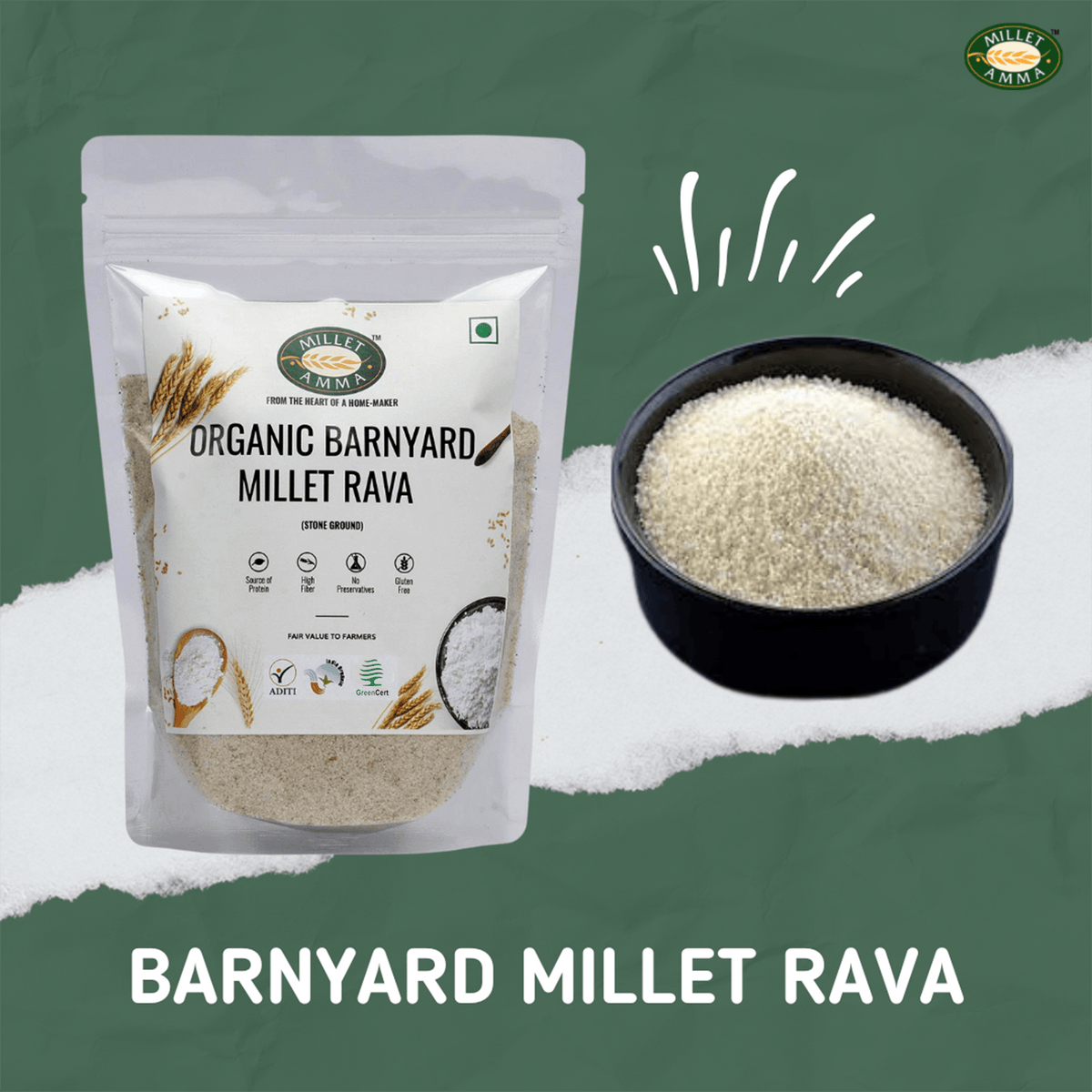 Barnyard Millet (Rava) Organic (500gm) | Barnyard Millet - Millet Amma