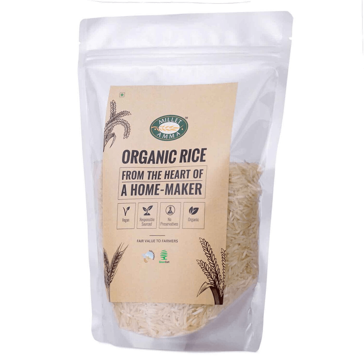 Basmati Rice Organic 500 gms - Millet Amma