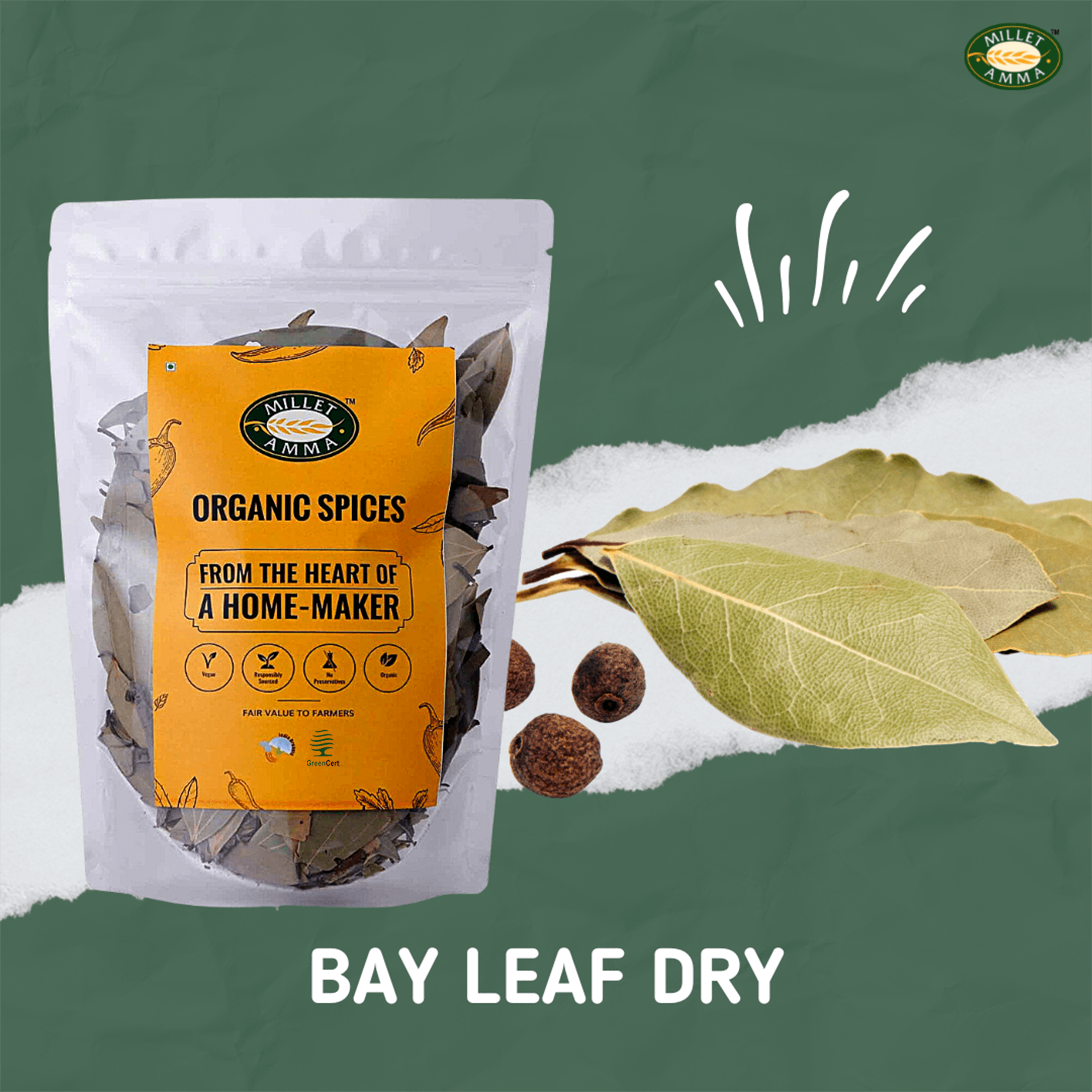 Bay Leaf Dry Organic 50gm - Millet Amma