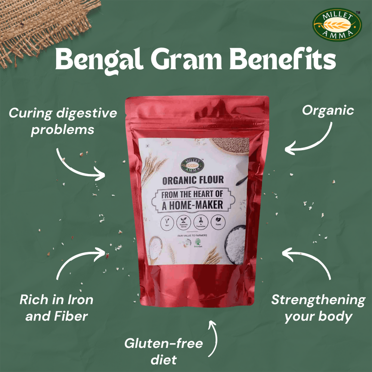 Bengal Gram Flour / Besan Organic - 500gm image 2