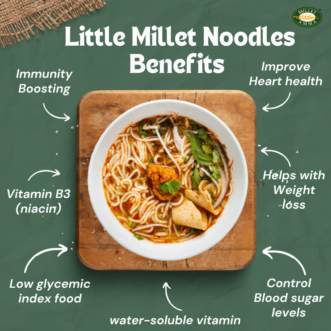 Millet Amm Family Millet Bites Combo No. 1 - Little millet Instant Noodles + Jowar Millet Pasta + Millet Pizza Base + Bajra Methi Khakra + Jowar Bhakri + Foxtail Chivda + Ragi Laddu + Chocolate Muesli