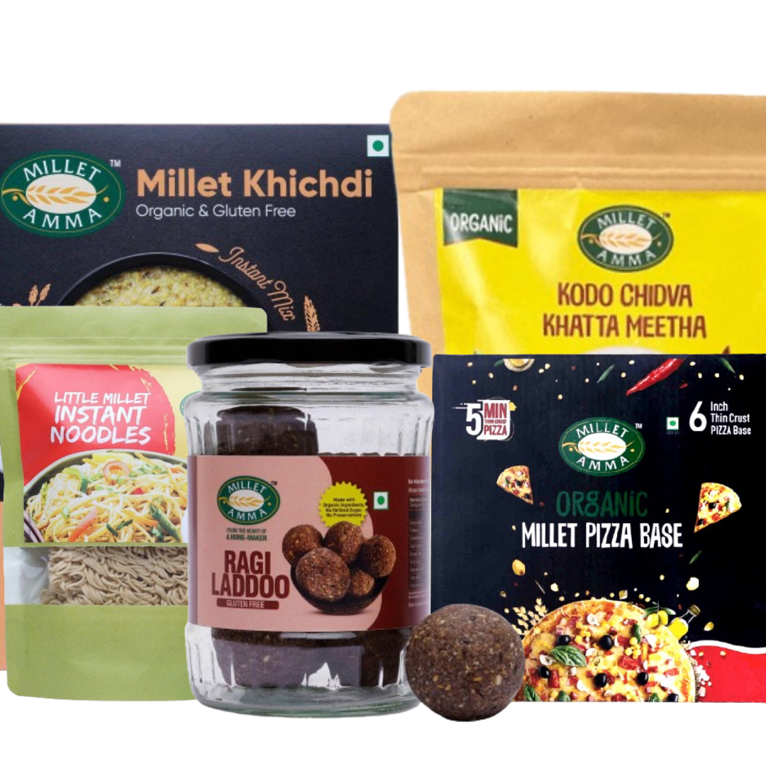 Millet Starter Kit - Ragi Ladoo + Pizza Base + Little Millet Instant N ...