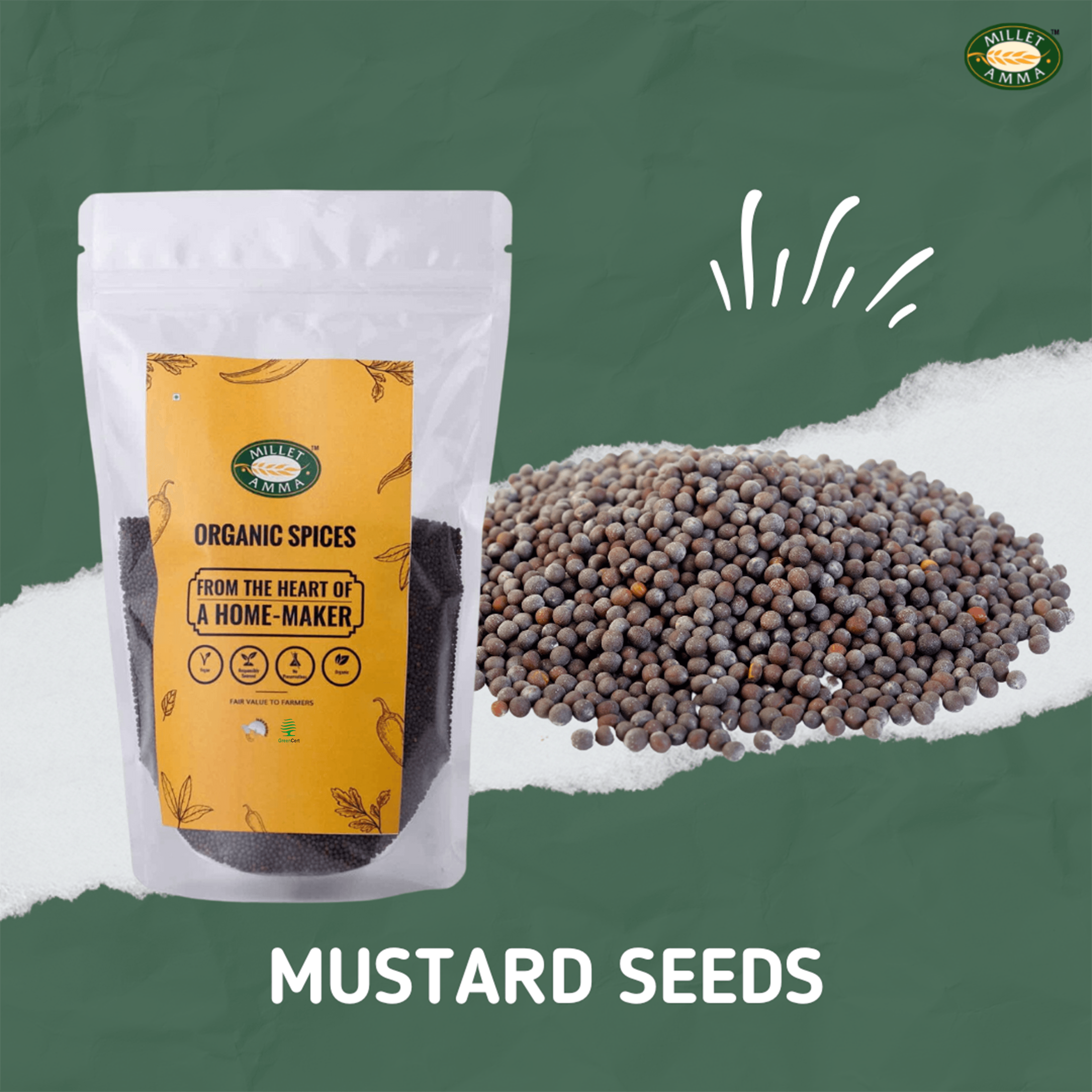 Mustard Seeds Black Big Organic 200gm - Millet Amma