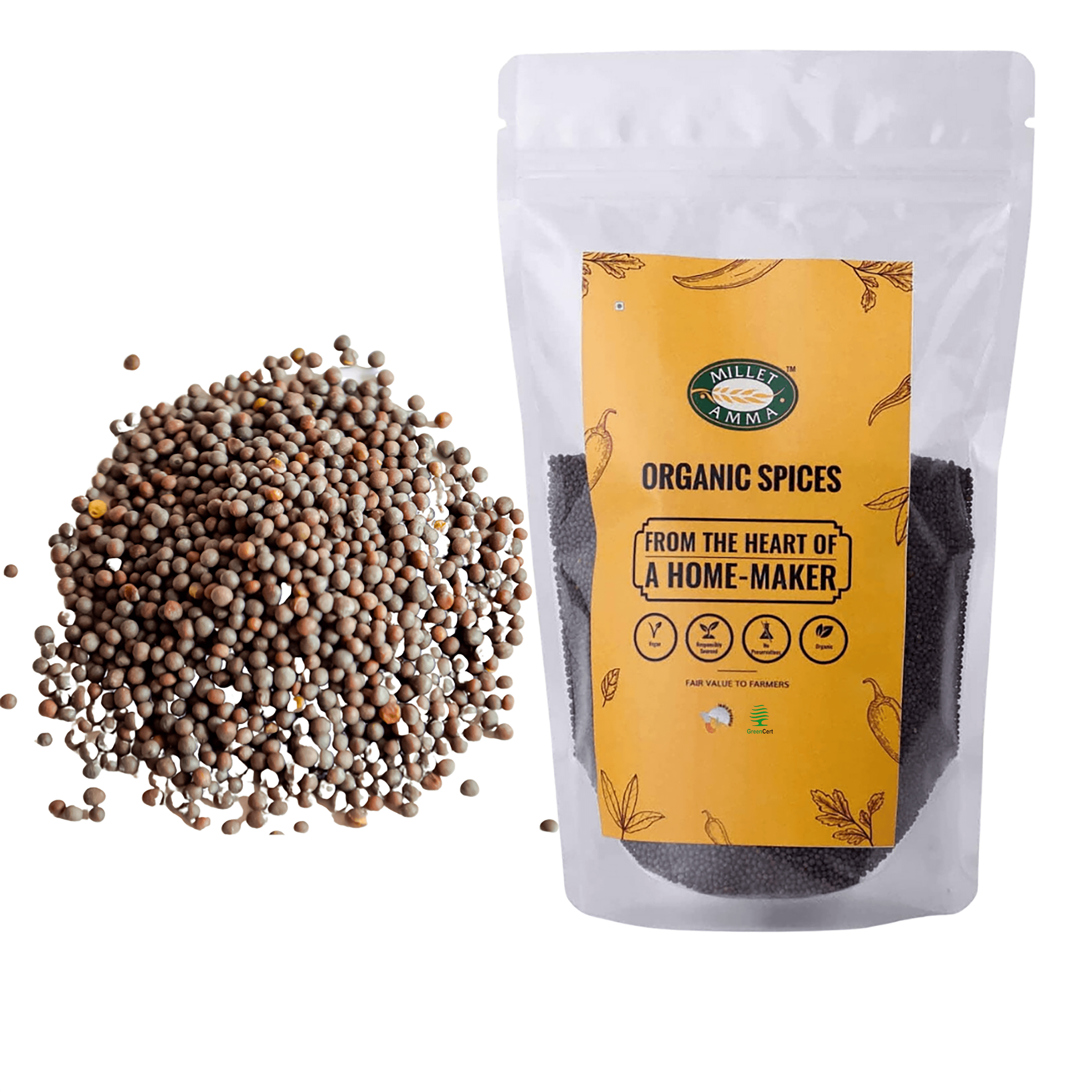 Mustard Seeds Black Big Organic 200gm - Millet Amma