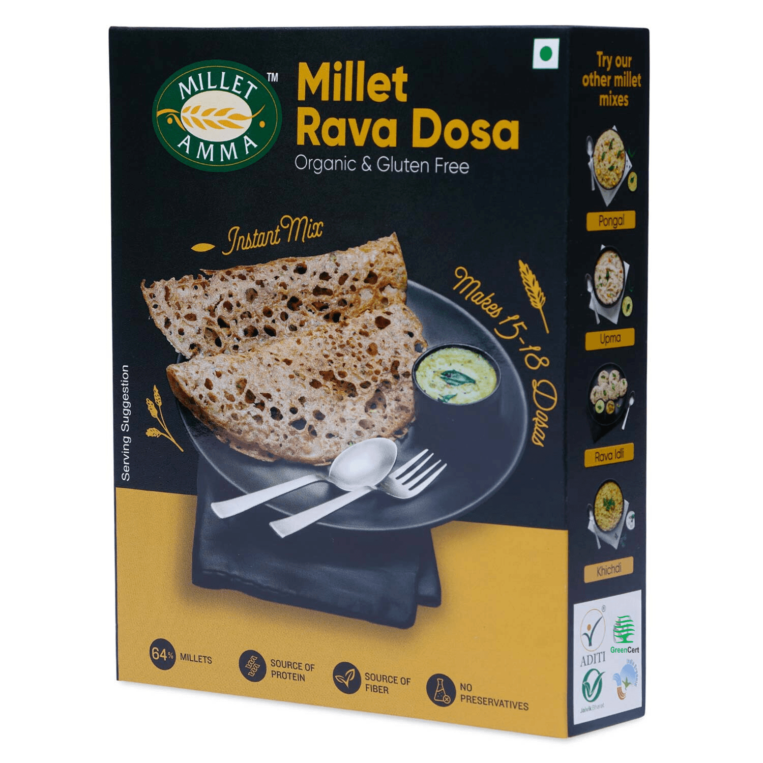 Millet Dosa Mix 250g + Millet Pongal Mix 250g - Millet Amma