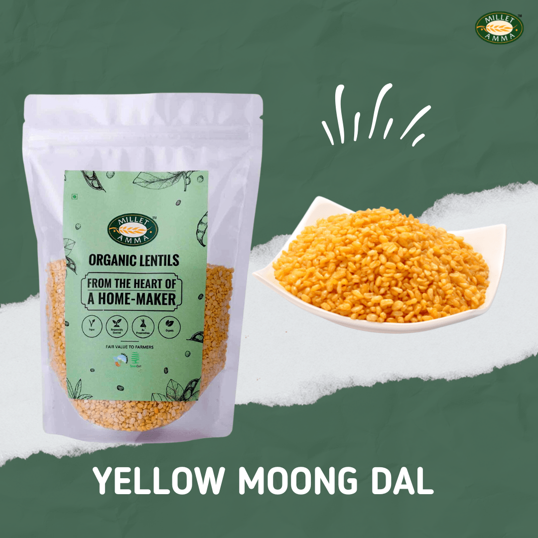 Moong Dal(Yellow) Organic 500gm - Millet Amma