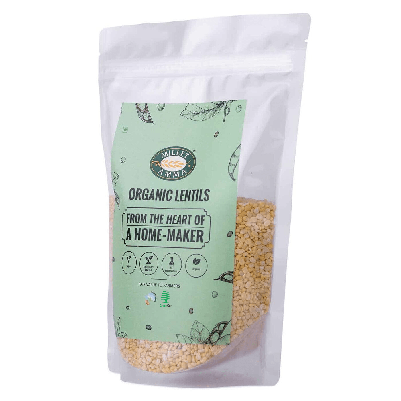 Moong Dal(Yellow) Organic 500gm - Millet Amma