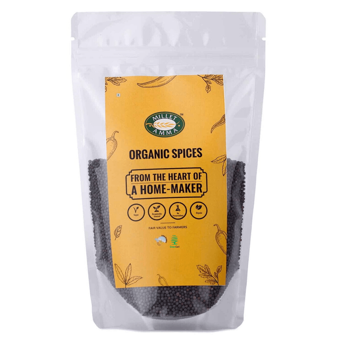 Mustard Seeds Black Big Organic 200gm - Millet Amma