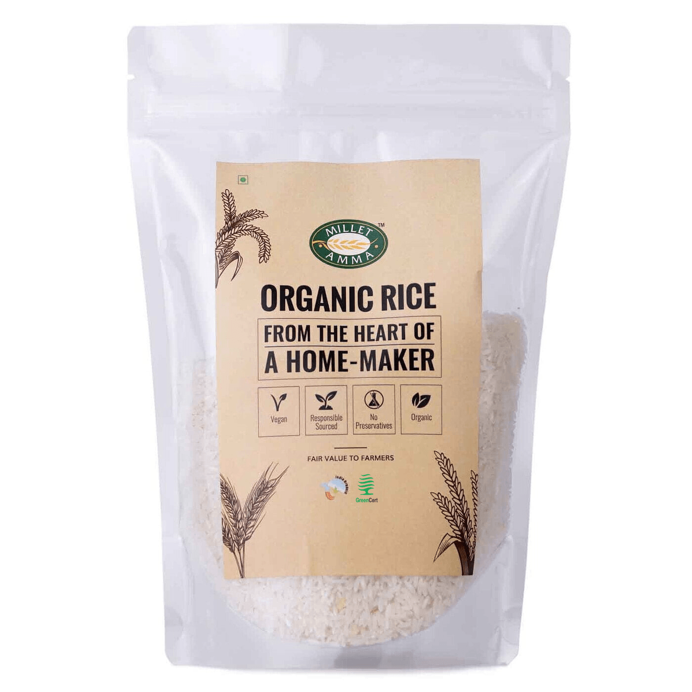 Sona Masoori Rice Organic 500gm - Millet Amma