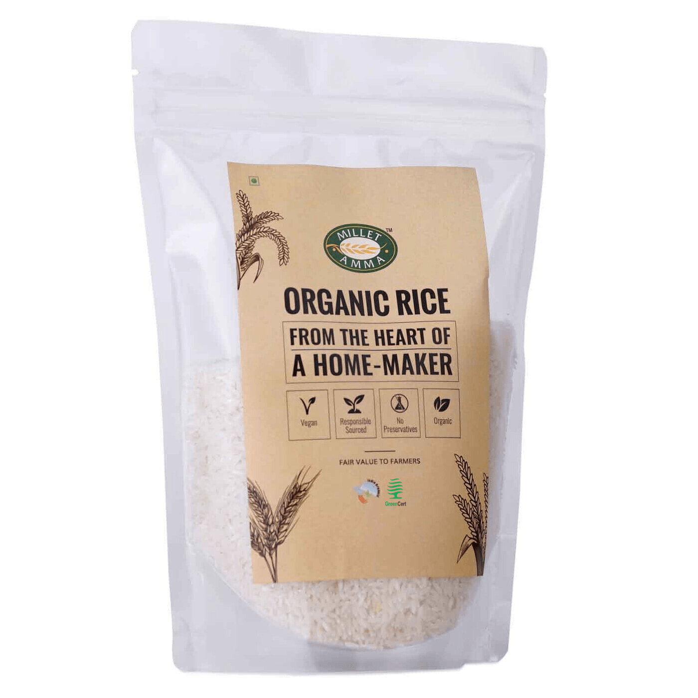 Sona Masoori Rice Organic 500gm - Millet Amma