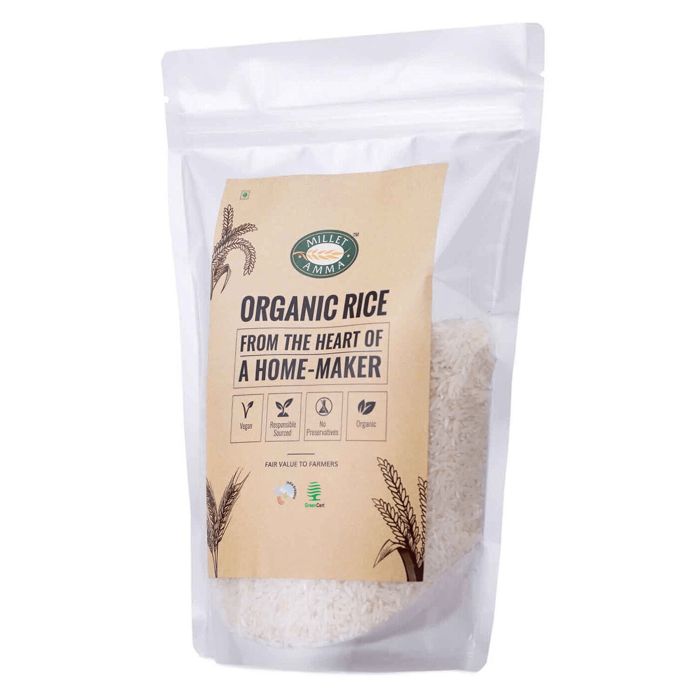 Sona Masoori Rice Organic 500gm - Millet Amma