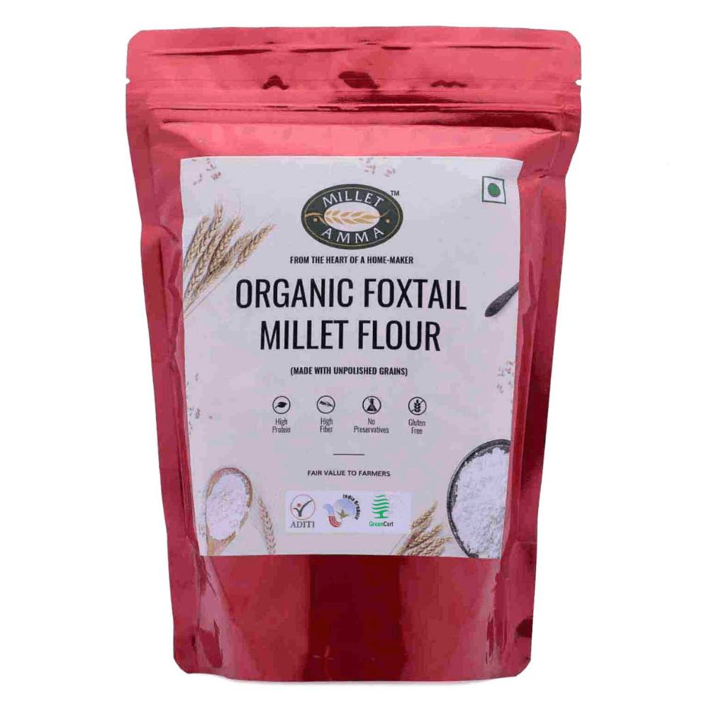 Millet Pizza Base 200g + Foxtail Millet Grains 500g + Foxtail Millet Flour 500g - Millet Amma