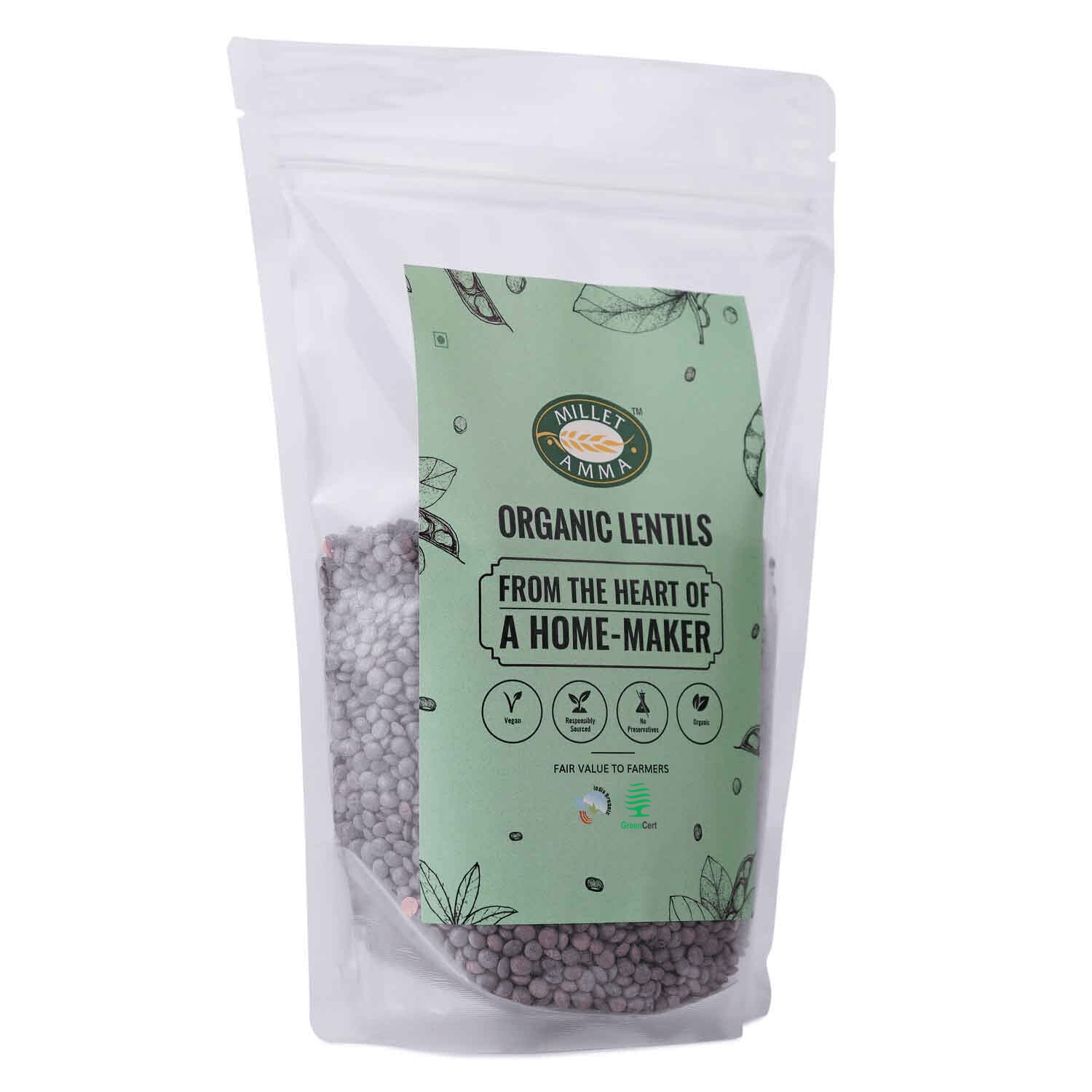 Masoor Dal with Skin 500gm - Millet Amma