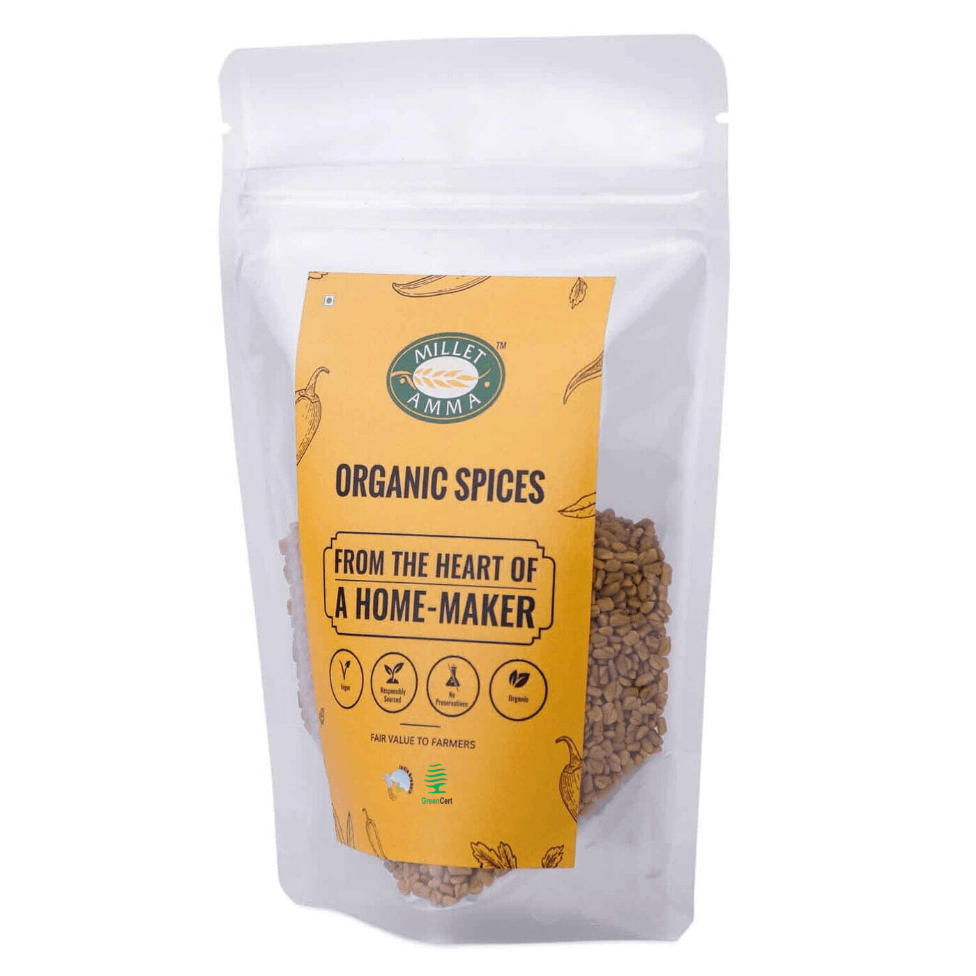 Methi Seeds Organic 200gm - Millet Amma