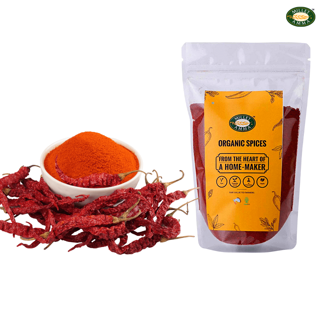 Guntur Red Chilli Powder Organic 200gm - Millet Amma