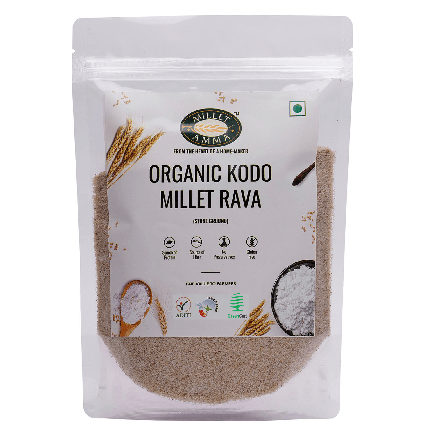 Kodo Millet Rava Organic 500 G - Millet Amma