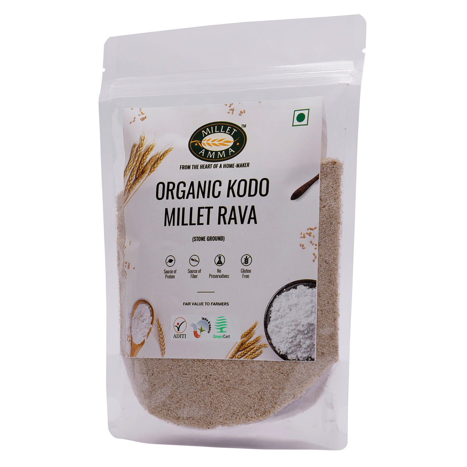 Kodo Millet Rava Organic 500 G - Millet Amma