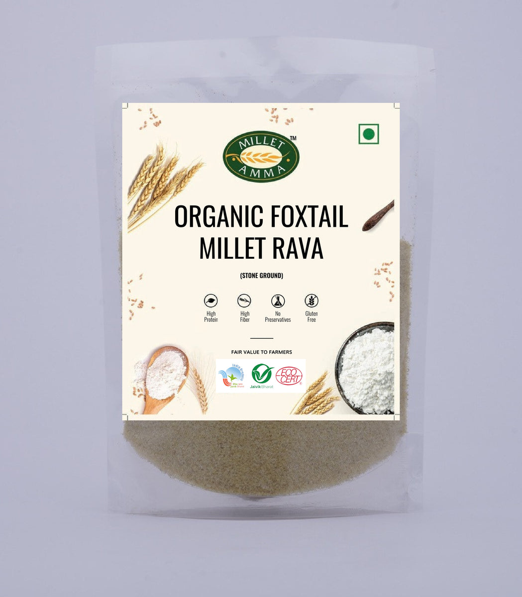Foxtail Millet Rava Organic 500gm | Foxtail Millet Rava - Millet Amma