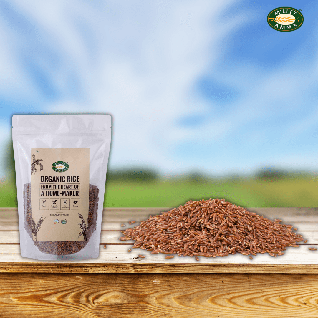 Red rice organic 500gm | Buy Unpolished red rice Price - Millet Amma