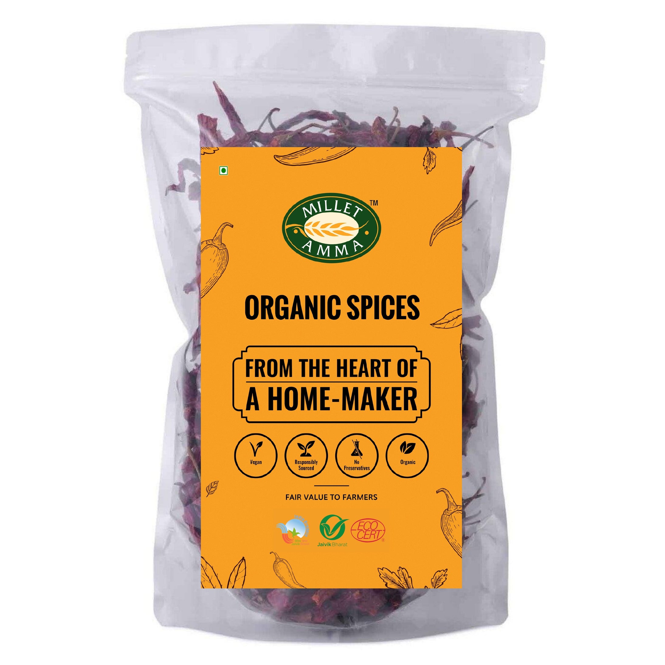 Red Chilli Whole (Byadgi) Organic 250gm - Millet Amma
