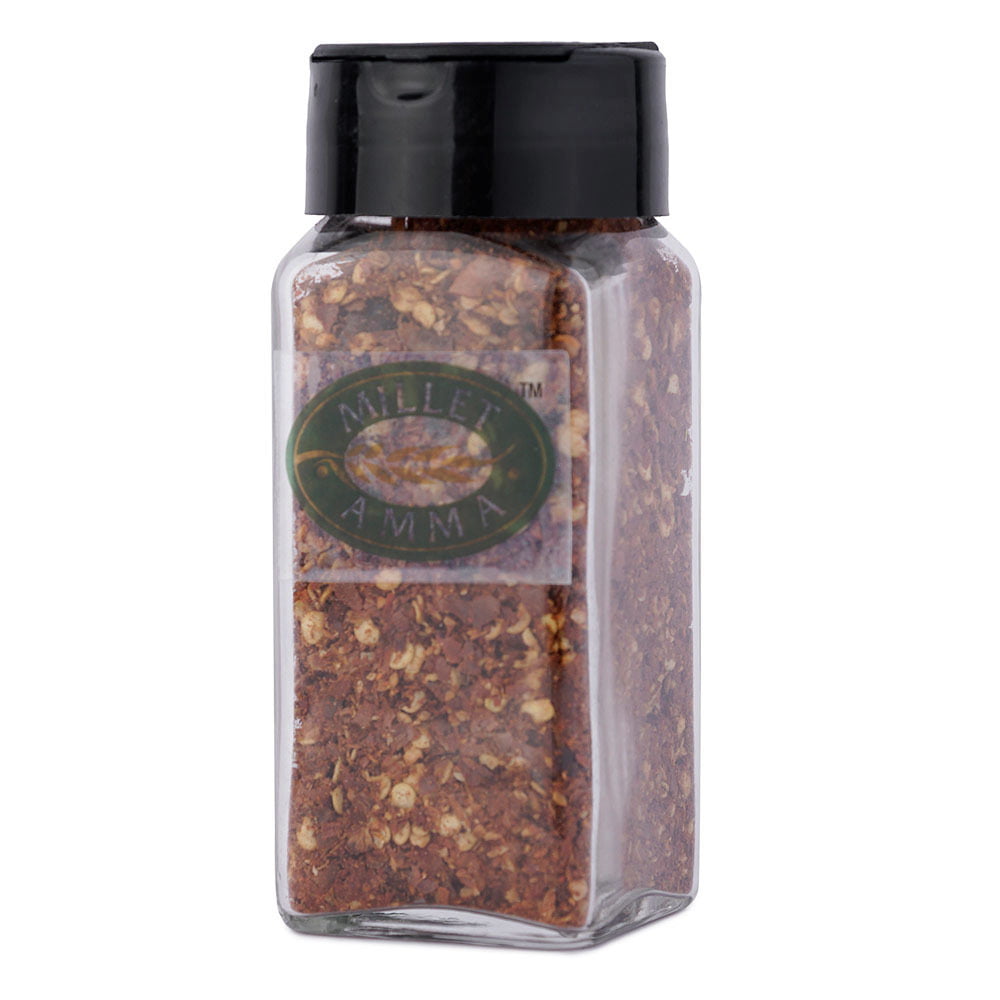 Our Red Chili Flakes are packed in a glass sprinkler bottle and can be placed on the dining table of the house to enjoy the authentic flavor on Pizzas and Pasta  The Chili Flakes have strong distinctive taste and aroma as it processed in-house.  It is made up of ethically grown red chillies.  