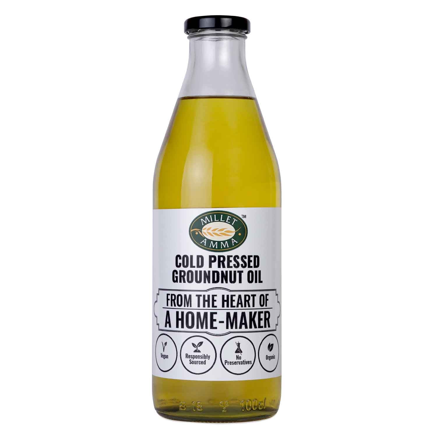 Milletamma’s cold pressed groundnut oil is the obtained from the Organic groundnuts which contains phytosterols. The phytosterols compounds helps to reduce the cholesterol level and promote excretion.  It contains anti-oxidants which are good for skin and prevent cancer.  It is used as laxative helping in smooth bowel movement.