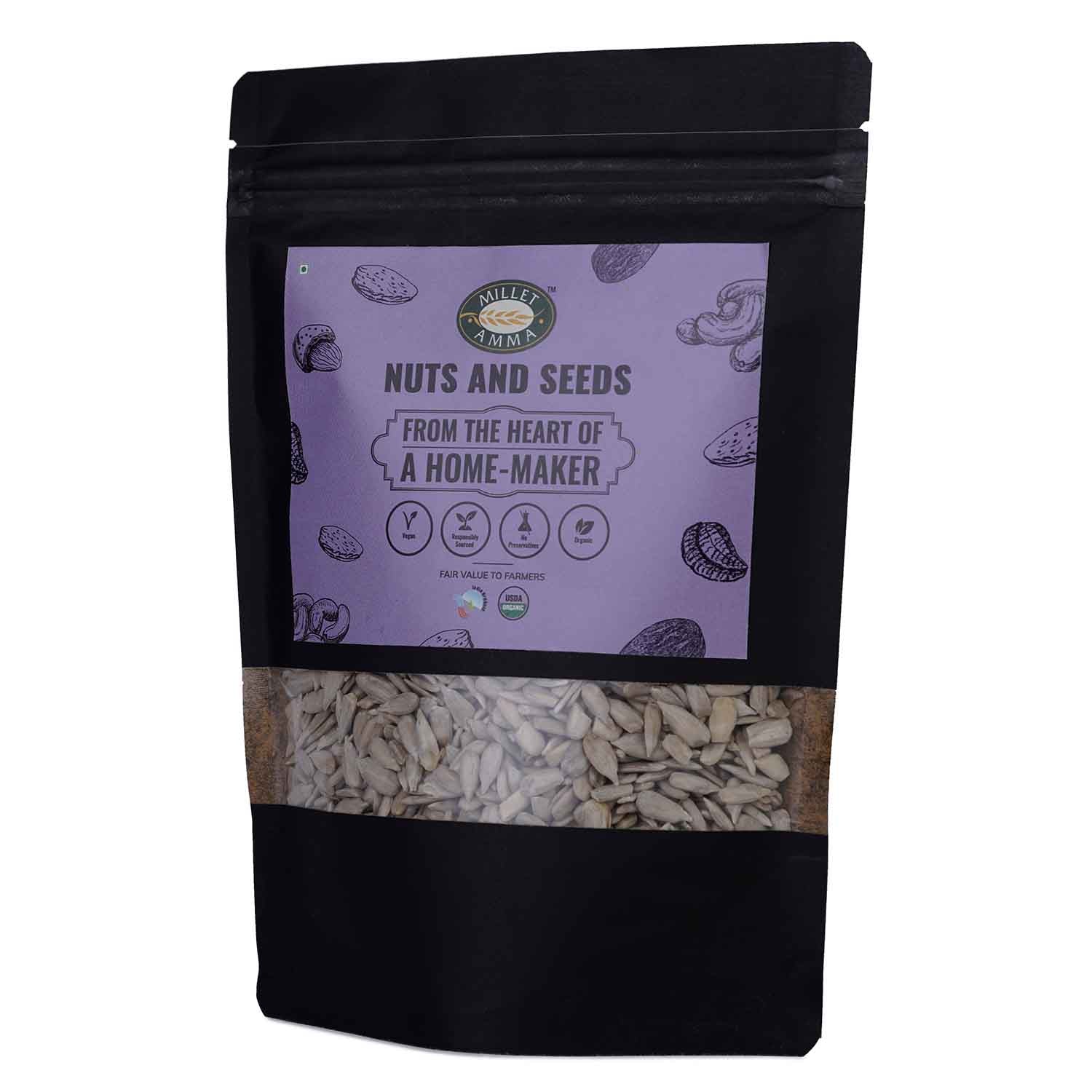 Milletamma’s Sunflower Seeds has immunity boosting effects due to the presence of vitamin E, zinc and selenium.   It has fibre content that decreases the level of LDL cholesterol in the blood.  It is rich in oleic and linoleic acid that controls the blood pressure.