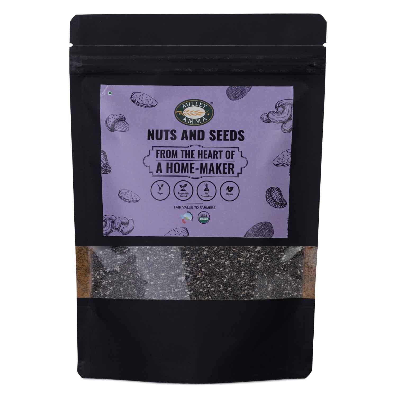 Milletamma’s’s chia seeds are packed with high quality nutrients with lesser calories.  Chia seeds are rich in antioxidants that helps in maintaining the good heart health.  You can add chia seeds to your favourite juices and smoothies to make it tastier and healthier.