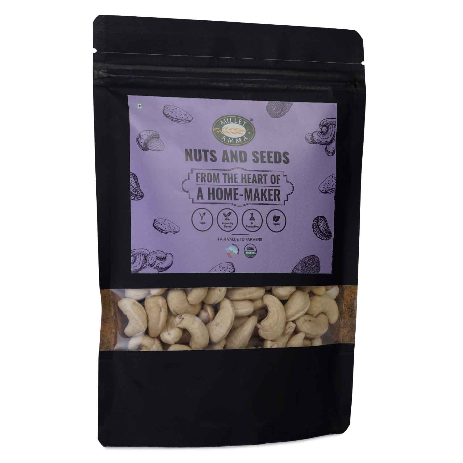 Milletamma’s cashews are rich in healthy fatty acids, proteins and antioxidants.  It contains numerous phytochemicals that helps in preventing cancer.