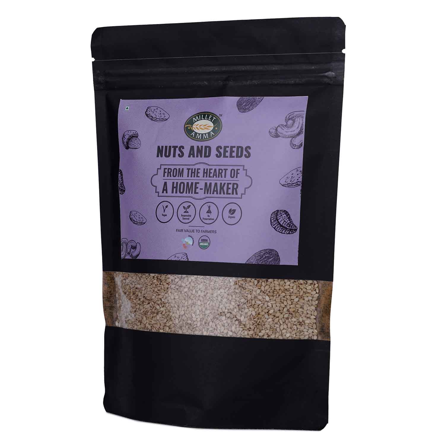 Milletamma’s white Til - Sesame Seedshas rich in magnesium that acts as an anti-cancer in our body.   It has fibre that helps to prevent stomach related issues like constipation.  It has an antioxidants and anti-inflammatory properties that help to control our diet.
