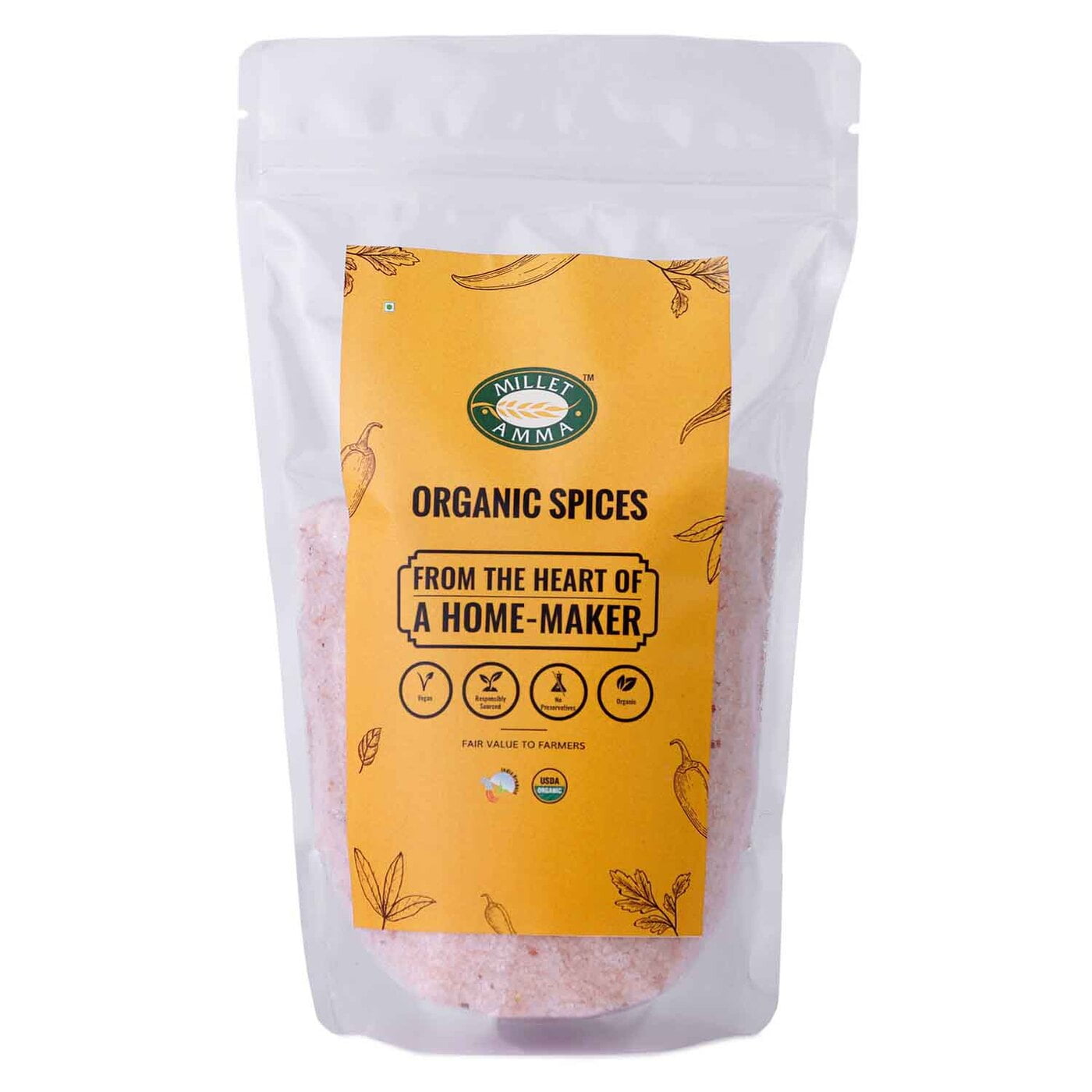 Milletamma’s Himalayan Pink salt powdered is the purest salt obtained from the Himalayan region.  It reduces dehydration by maintaining proper body fluid balance  It helps to reduce low blood pressure.  It helps to improve taste sensitivity.
