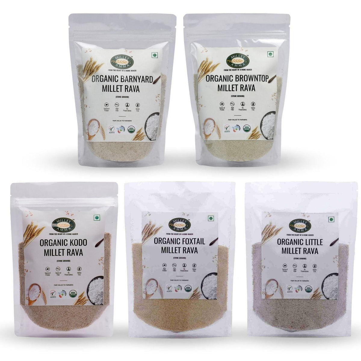 Little Millet Rava Organic 500gm |Little Millet Rava - Millet Amma
