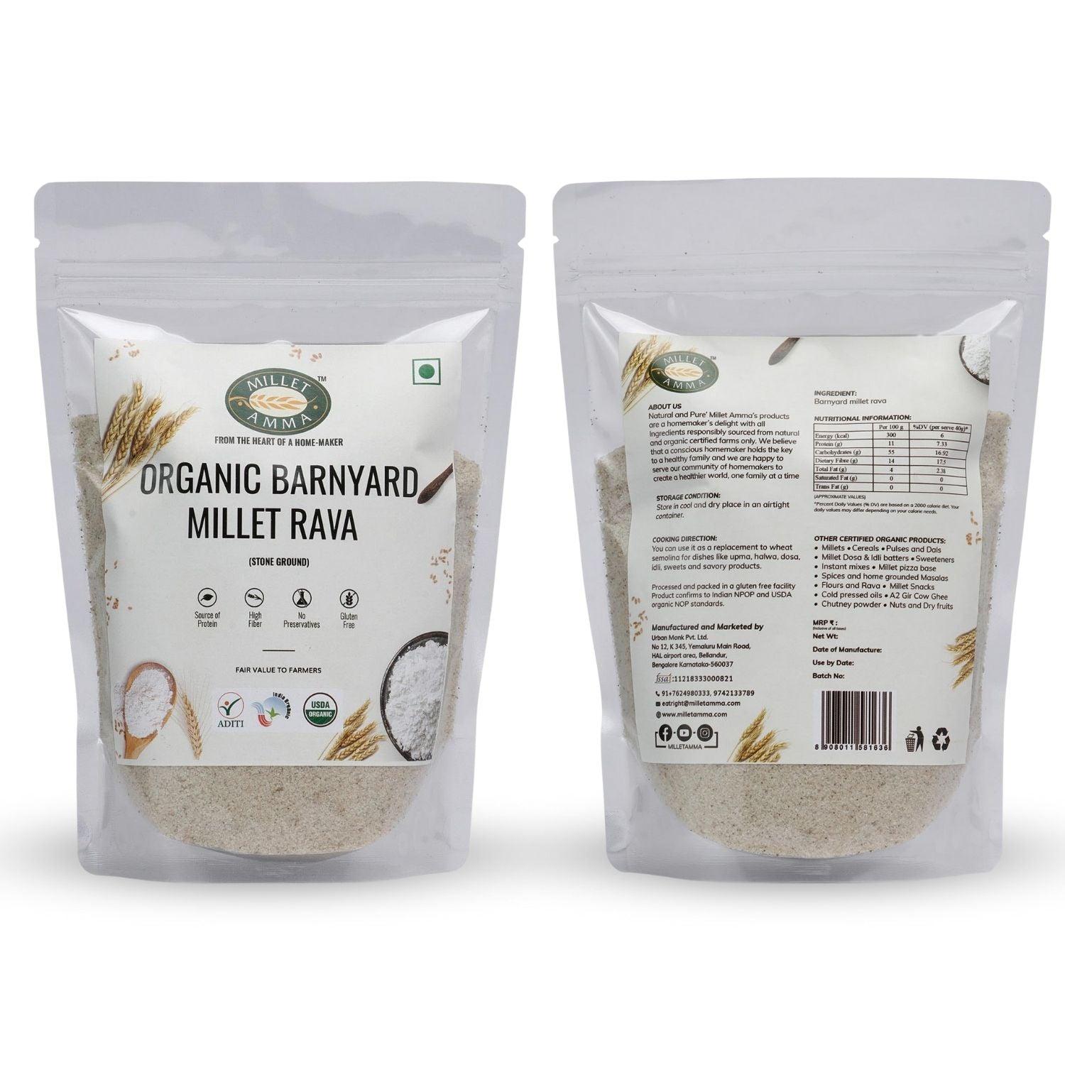 Little Millet Rava Organic 500gm |Little Millet Rava - Millet Amma